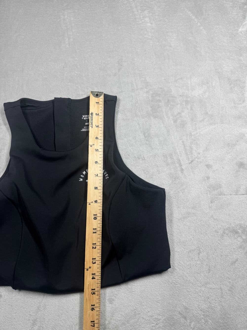 Women + Waves X H&M Black Padded Bikini Zip Back Surf Top Size 12 - Picture 7 of 16